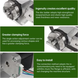 【EU Stock】CNC Fourth Axis 4th A Rotary Axis 3 Jaw 4 Jaw Chuck 65mm Activity Tailstock Center Height 54MM & Power & Driver