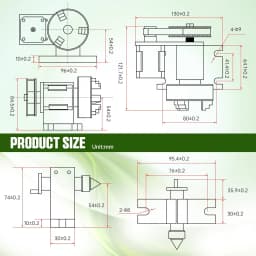 【EU Stock】CNC Fourth Axis 4th A Rotary Axis 3 Jaw 4 Jaw Chuck 65mm Activity Tailstock Center Height 54MM & Power & Driver