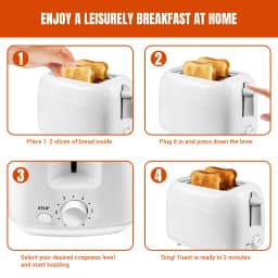Bread Toaster 2 Slice with Wide Slots, 6 Browning Settings, High Lift, Slide-out Crumb Tray, Frozen, Reheat, Stop Functions, 90s