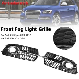 Artudatech Front Bumper Fog Light Grille Fit for Audi Q5 S-Line SQ5 2013-2017 Black Chrome