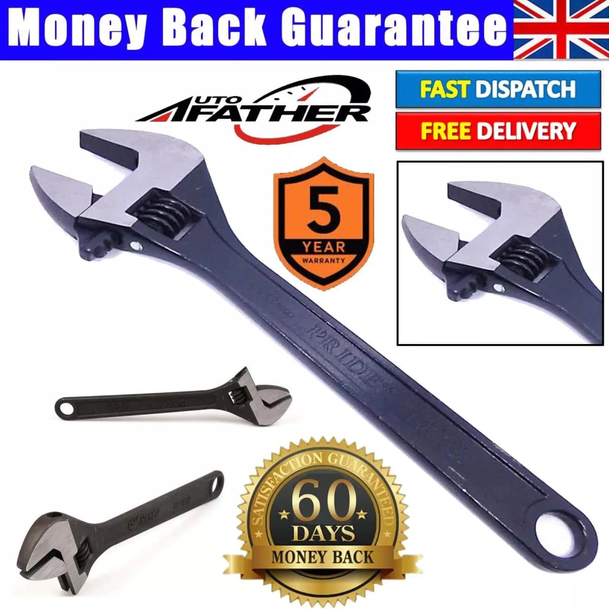 BRIEFNESS 18-Inch Adjustable Spanner Large Precision Adjustable Wrench Stainless Steel Adjustable Wrench 42MM Professional Hand