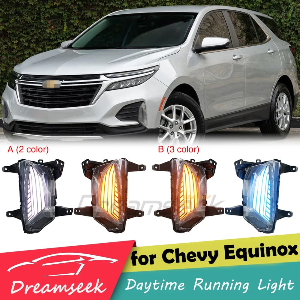 LED Daytime Running Light DRL for Chevrolet Chevy Equinox Facelift Model 2022-2024 Bumper Fog Lamp with Sequential Dynamic Turn