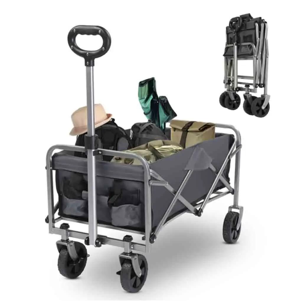 600D Oxford Cloth Steel Frame Flat Folding Cloth Frame Garden Large Capacity Folding Wagon Folding Outdoor Utility Cart