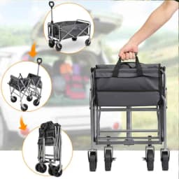 600D Oxford Cloth Steel Frame Flat Folding Cloth Frame Garden Large Capacity Folding Wagon Folding Outdoor Utility Cart
