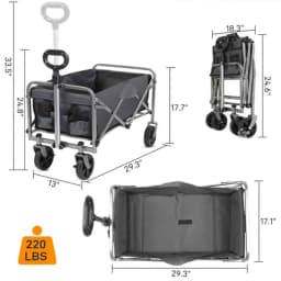 600D Oxford Cloth Steel Frame Flat Folding Cloth Frame Garden Large Capacity Folding Wagon Folding Outdoor Utility Cart
