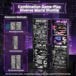 ROKR 3D Puzzle Model Kits DIY Marble Run Model with Electric LED Light Gaming Desk Future City for Men Children Kids MR02S
