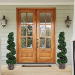 Outsunny 2 Pack Artificial Boxwood Spiral Tree Decorative Plant w/ Nursery Pot
