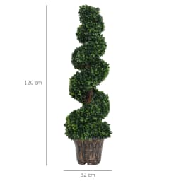 Outsunny 2 Pack Artificial Boxwood Spiral Tree Decorative Plant w/ Nursery Pot