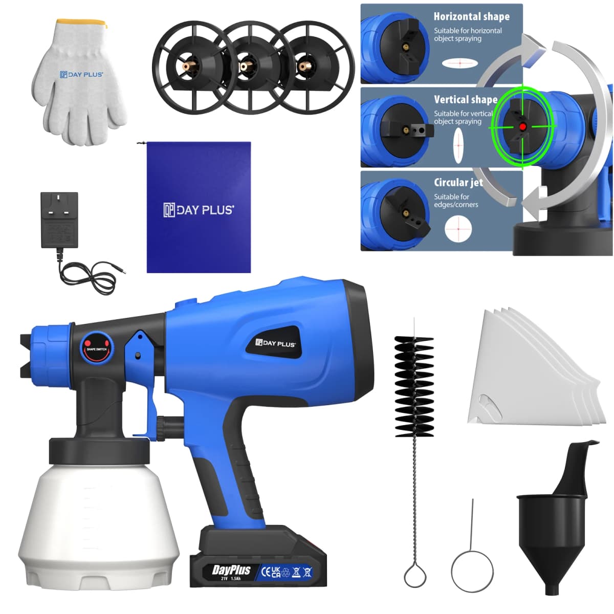 Cordless Paint Spray Gun 1000ml,DIY Electric Hand Held Cordless Spray Gun,4 Nozzles/3 Patterns, and Adjustable Valve.
