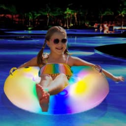 Ring Pool Float Inflatable Pool Swim Raft Inflatable Glitter LED Swim Rings For Kids Swimming Tubes Toys For Beach Party