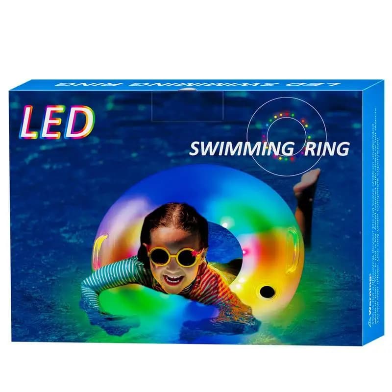 Ring Pool Float Inflatable Pool Swim Raft Inflatable Glitter LED Swim Rings For Kids Swimming Tubes Toys For Beach Party