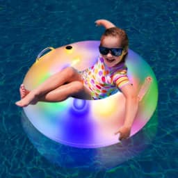 Ring Pool Float Inflatable Pool Swim Raft Inflatable Glitter LED Swim Rings For Kids Swimming Tubes Toys For Beach Party