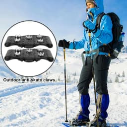  Ice Cleats Traction Crampons Overshoe Ice Snow Anti Slip 5 Claw Ice Traction Cleat for Adult Hiking Mountaineering Fishing