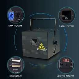 1W 2W 3W 4W 5w 3D Animation Laser Light  Scanner DJ ILDA DMX Beam Projector Bar Club Disco Christmas Party Wedding Show Light