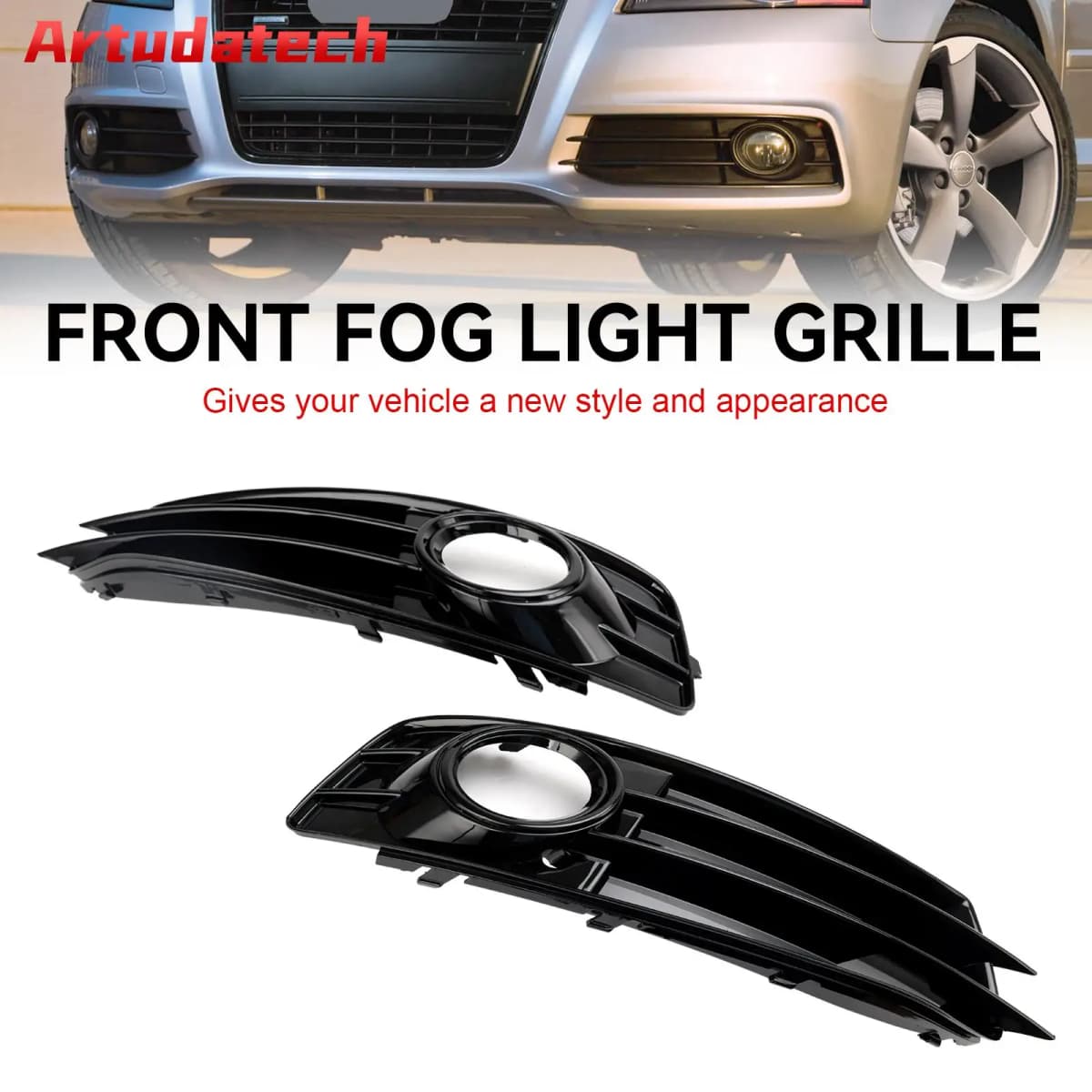 Artudatech Front Lower Bumper Grille Fog Light Cover Fit for Audi A3 8P S-Line 2009-2012