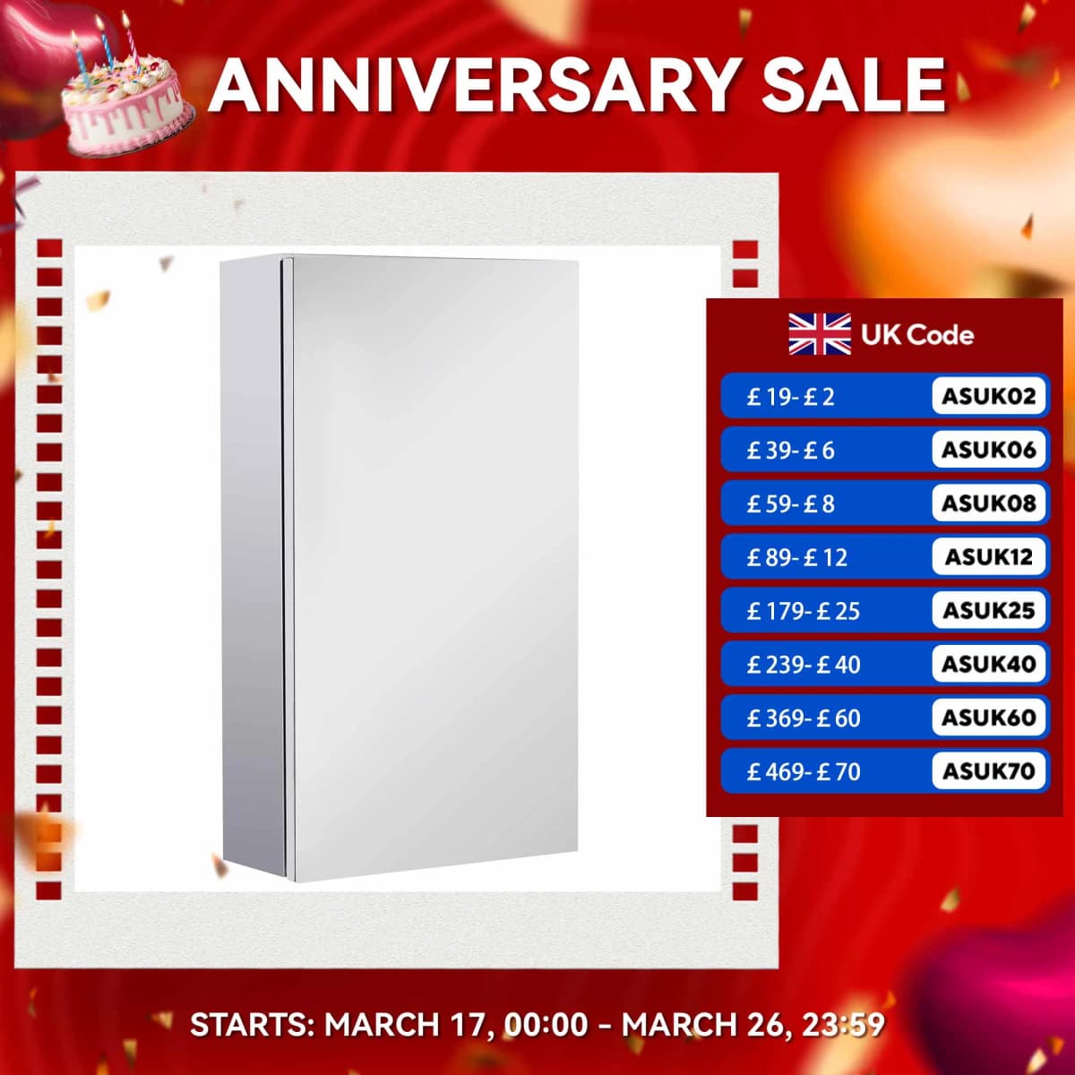 HOMCOM Wall Mounted Bathroom Mirror Glass Storage Cabinet Stainless Steel