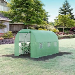 3.5 X 2m Walk-In Polytunnel Greenhouse with Steel Frame Roll up Door Green