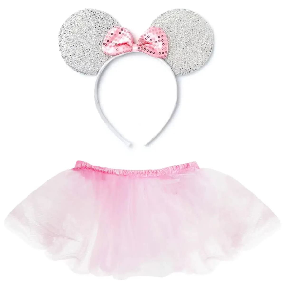 Child's Mouse Ballerina Costume - Pink Tutu, Sparkly Mouse Ears Headband - Angelina Outfit for World Book Day