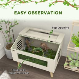 PawHut Reptile Vivarium Terrarium with Tempered Glass Windows, Openable Top for Snake Lizards, Horned Frogs, Chameleons