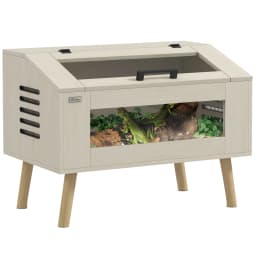 PawHut Reptile Vivarium Terrarium with Tempered Glass Windows, Openable Top for Snake Lizards, Horned Frogs, Chameleons