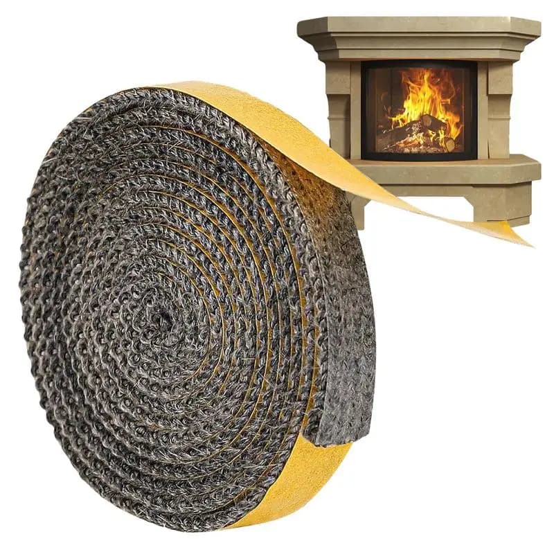 Fireplace Seal Rope Self-Adhesive Fiberglass Sealing Tape Temperature Resistant Furnace Stoves Door Gasket Tape for Stoves