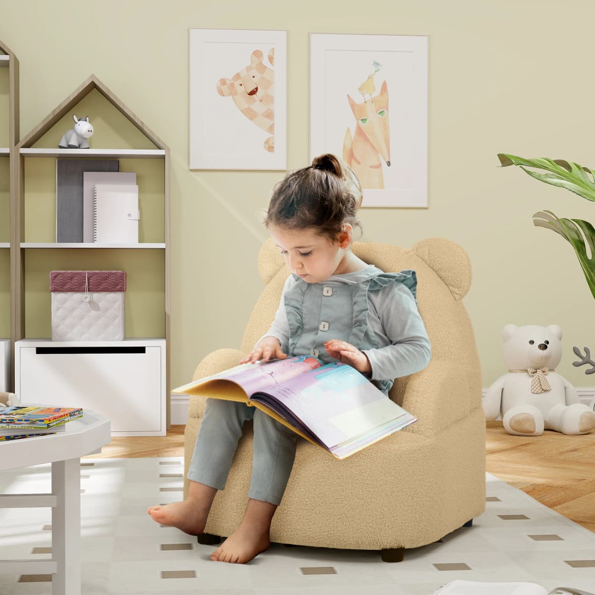 AIYAPLAY Kids Armchair, Bear Shaped Toddler Chair, Baby Armchair for Bedroom Playroom Living Room, for 18 Months to 3 Years