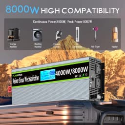 U.K Plug Pure Sine Wave Power Inverter 8000W DC 12V/24V To AC 240V Frequency Converter 50hz Solar Car Inverter Transformer LED