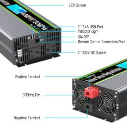 U.K Plug Pure Sine Wave Power Inverter 8000W DC 12V/24V To AC 240V Frequency Converter 50hz Solar Car Inverter Transformer LED