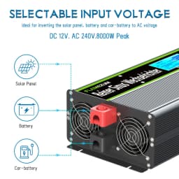 U.K Plug Pure Sine Wave Power Inverter 8000W DC 12V/24V To AC 240V Frequency Converter 50hz Solar Car Inverter Transformer LED
