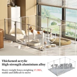 180cm Clear Acrylic Dog Playpen with Whelping Pad Indoor Pet Exercise Pen Puppy Enclosure for Cats and Dogs