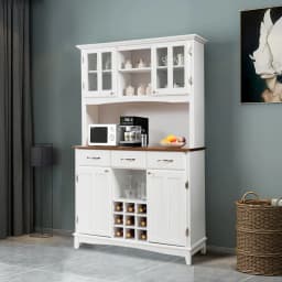 GOFLAME Buffet Sideboard Dining Room Cupboard Kitchen Island Cabinet w/Wine Compartments
