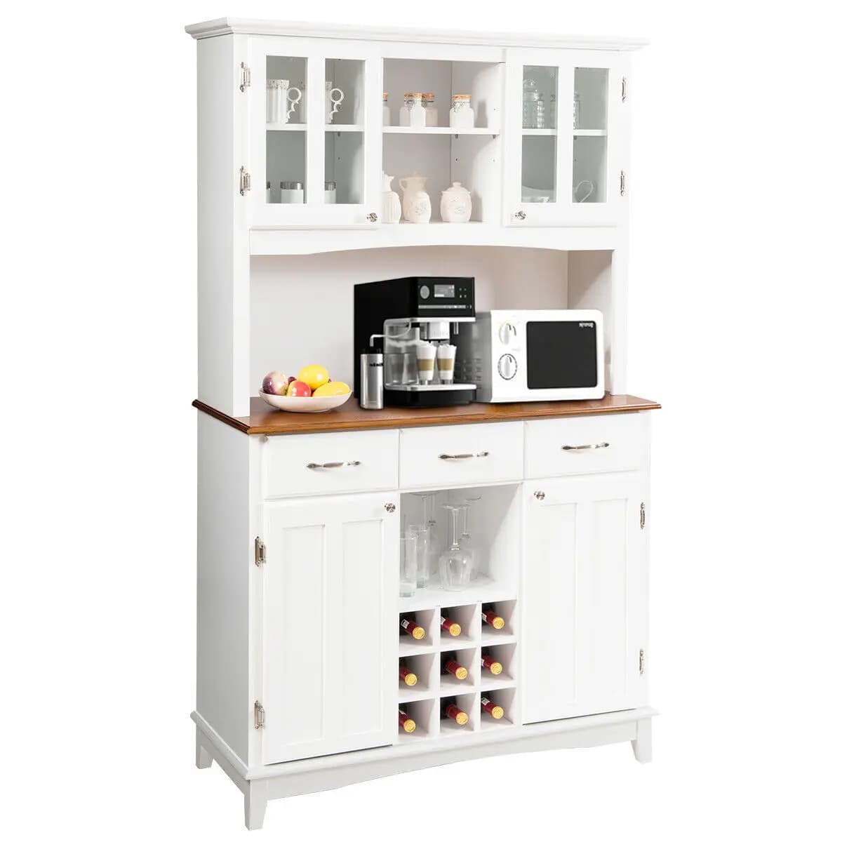 GOFLAME Buffet Sideboard Dining Room Cupboard Kitchen Island Cabinet w/Wine Compartments