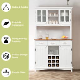 GOFLAME Buffet Sideboard Dining Room Cupboard Kitchen Island Cabinet w/Wine Compartments