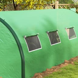 6 X 3(m) Upgraded Polytunnel Greenhouse with 2 Hinged Doors & 8 Windows, Green