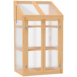 Wooden Greenhouse Cold Frame W/ Polycarbonate Semi Transparent Glazing Brown