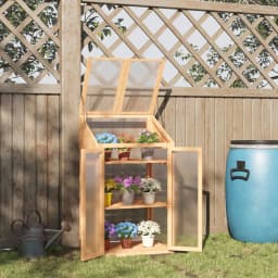 Wooden Greenhouse Cold Frame W/ Polycarbonate Semi Transparent Glazing Brown