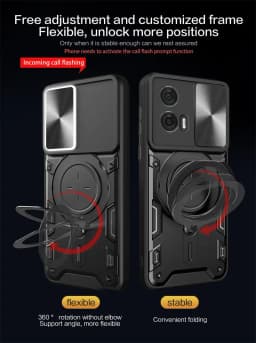 For Motorola Moto Edge 50 Fusion Case Slide Camera Protect Phone Case For Edge50 Fusion Armor Funda Magnet Ring Stand Back Cover