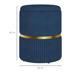 HOMCOM Round Pouffe Storage Footstool with Cushioned Top Hidden Space