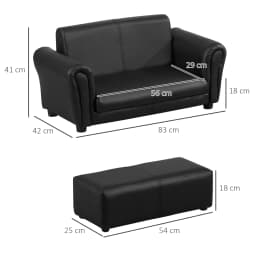 HOMCOM 2 Seater Toddler Chair Kids Twin Sofa Childrens Double Seat Chair Armchair with Footstool