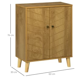 HOMCOM Storage Cabinet for Living Room Sideboard with Chevron Doors Natural