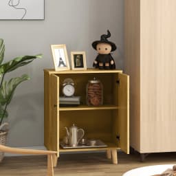 HOMCOM Storage Cabinet for Living Room Sideboard with Chevron Doors Natural