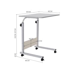 Voltsify Height Adjustable Mobile Table Overbed Desk with Wheels Laptop Tray Stand,60cmWx 40cmDx 87cmH