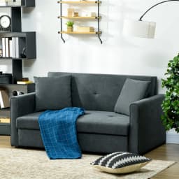 HOMCOM 2 Seater Sofa Bed Convertible Bed Settee w/ 2 Cushions Storage