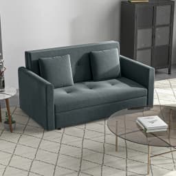 HOMCOM 2 Seater Sofa Bed Convertible Bed Settee w/ 2 Cushions Storage