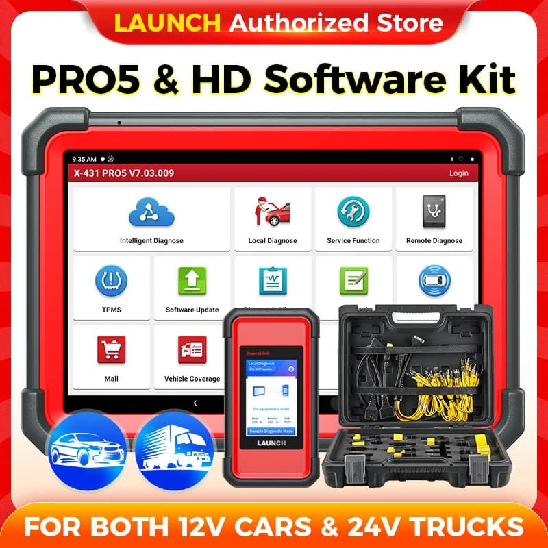 LAUNCH X431 Heavy Duty Software Kit & PRO5 Smartlink LAUNCH Car Diagnostic Tool Truck Scanner 12V 24V Diesel Automotive