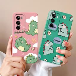 For OPPO Reno12 Pro 5G Case Lovely Dinosaur Liquid Silicone Soft Cases Shockproof Phone Cover For OPPO Reno 12 12Pro Fundas Capa