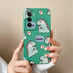 For OPPO Reno12 Pro 5G Case Lovely Dinosaur Liquid Silicone Soft Cases Shockproof Phone Cover For OPPO Reno 12 12Pro Fundas Capa