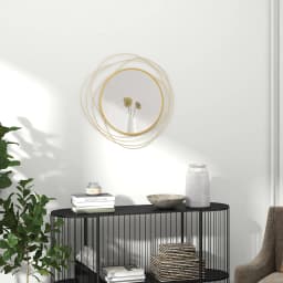 HOMCOM Metal Wall Art 65cm Round Mirror for Living Room Dining Room