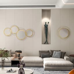 HOMCOM Metal Wall Art 65cm Round Mirror for Living Room Dining Room