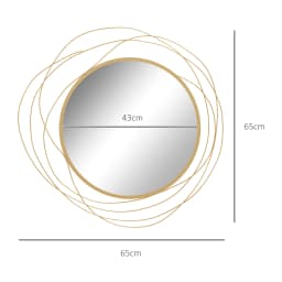 HOMCOM Metal Wall Art 65cm Round Mirror for Living Room Dining Room